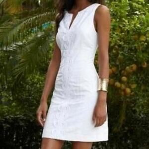 Lilly Pulitzer Womens Dress 6 Off White Small Retro 60s Cotton Crochet Resort